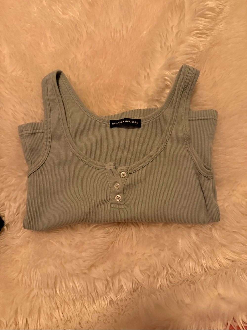 Brandy Melville Ribbed Sage Green Button Tank